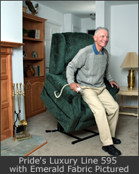 A man reclines in an electric lift chair